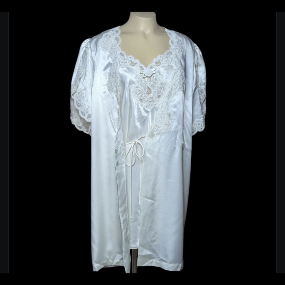 Marshalls White Lace Chemise and Slip Set